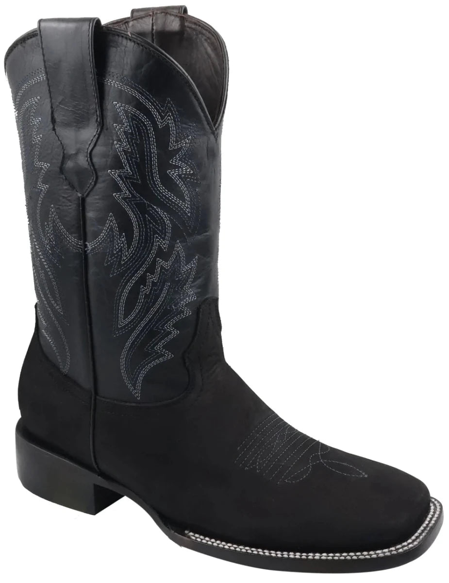 Men´s Silverton Jasper All Leather Wide Square Toe Boots - Black - OriginalWestern.com