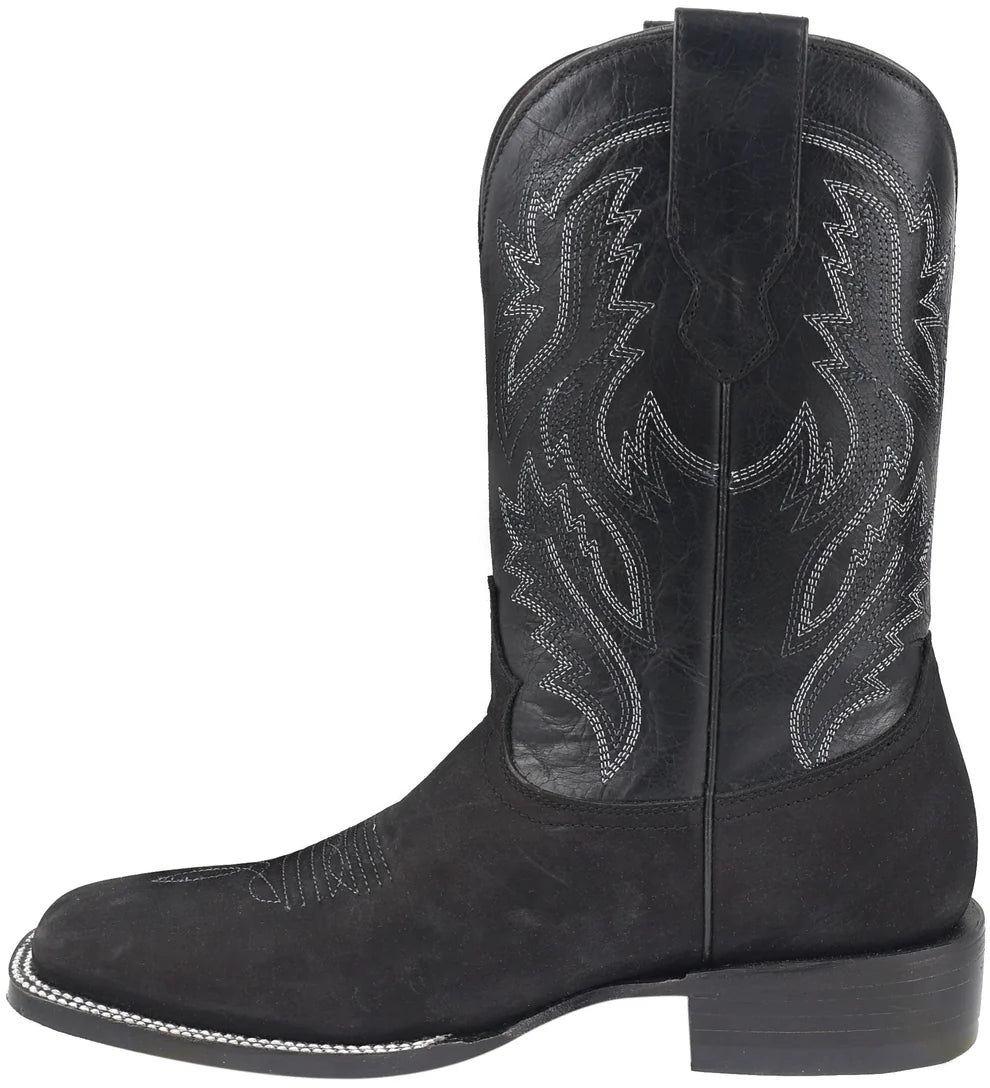 Men´s Silverton Jasper All Leather Wide Square Toe Boots - Black - OriginalWestern.com