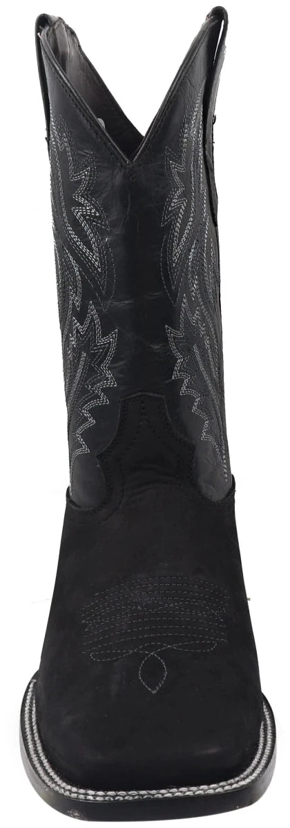Men´s Silverton Jasper All Leather Wide Square Toe Boots - Black - OriginalWestern.com