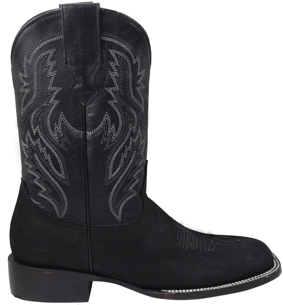 Men´s Silverton Jasper All Leather Wide Square Toe Boots - Black - OriginalWestern.com