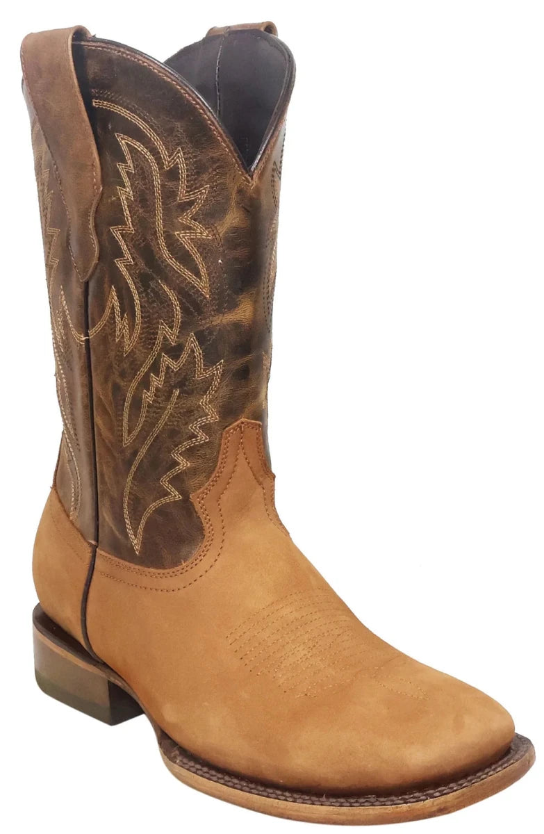 Men´s Silverton Jasper All Leather Wide Square Toe Boots - Tobacco - OriginalWestern.com