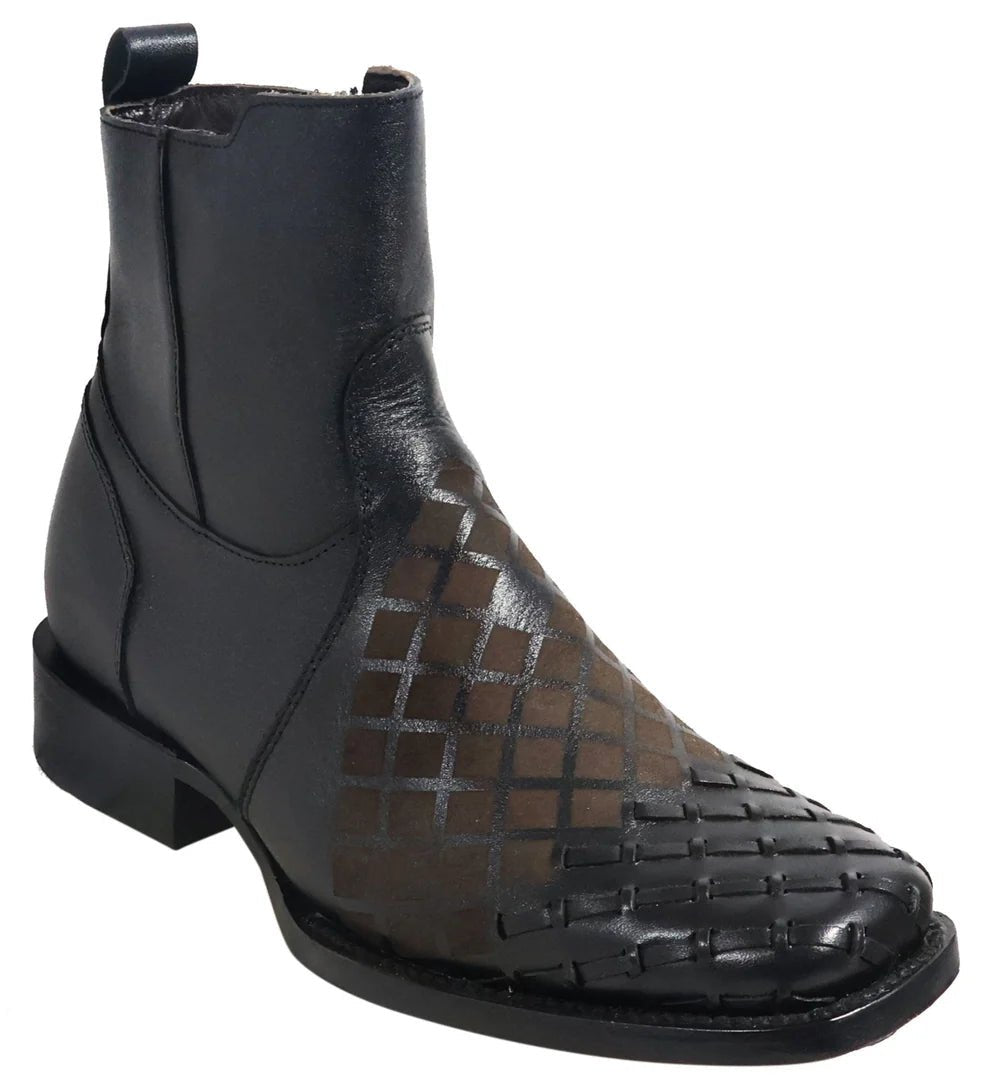 Men´s Silverton Jerry All Leather Wide Square Toe Short Boots - Black - OriginalWestern.com