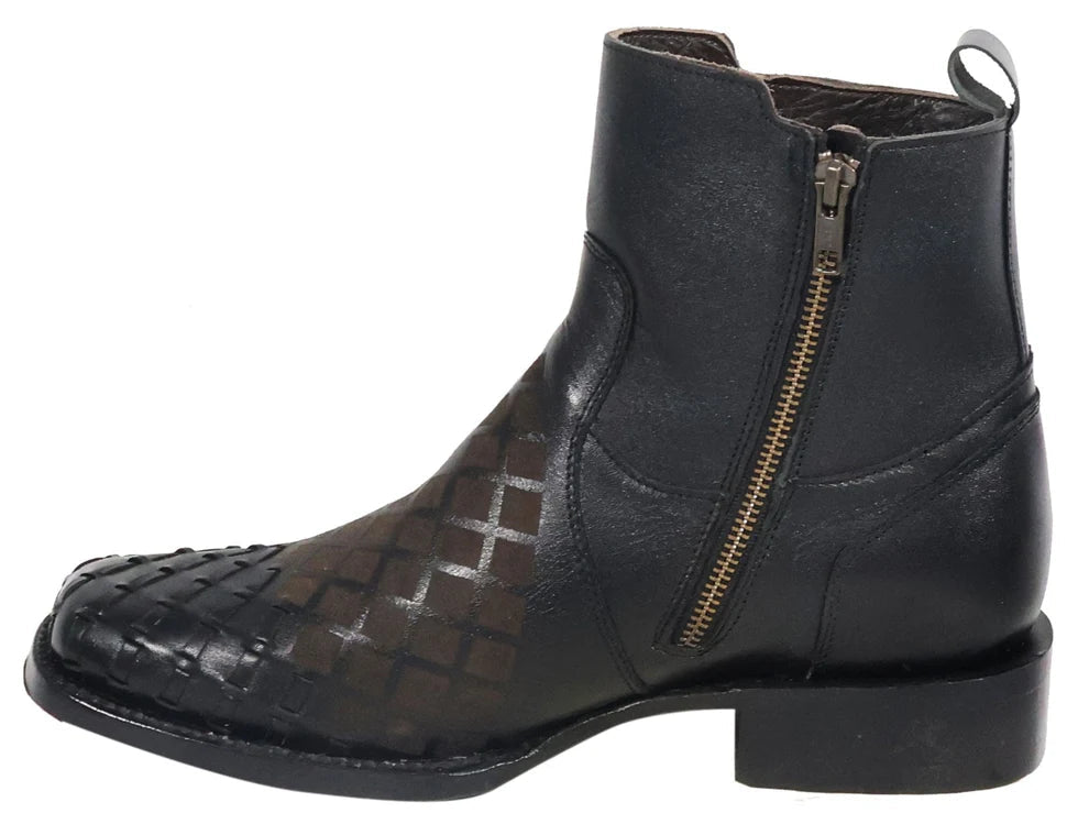 Men´s Silverton Jerry All Leather Wide Square Toe Short Boots - Black - OriginalWestern.com