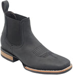 Men´s Silverton Kingston Horse All Leather Wide Square Toe Short Boots - Black - OriginalWestern.com