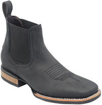 Men´s Silverton Kingston Horse All Leather Wide Square Toe Short Boots - Black - OriginalWestern.com