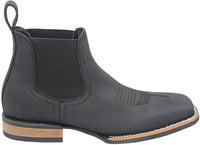 Men´s Silverton Kingston Horse All Leather Wide Square Toe Short Boots - Black - OriginalWestern.com