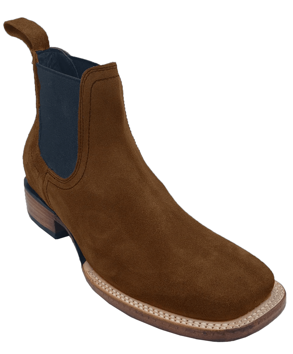 Men´s Silverton Kingston Suede All Leather Wide Square Toe Short Boots - Tobacco - OriginalWestern.com
