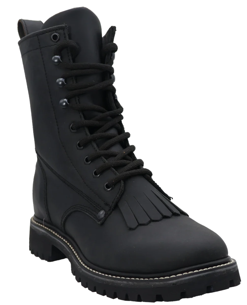 Men´s Silverton Lacer 8 All Leather Round Toe Work Boots - Black - OriginalWestern.com