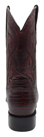 Men´s Silverton Lizard Print Leather Wide Square Toe Boots - Cherry - OriginalWestern.com