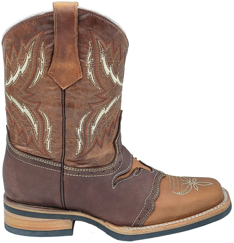 Men´s Silverton Longhorn All Leather Square Toe Boots - Tobacco - OriginalWestern.com