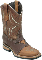Men´s Silverton Longhorn All Leather Square Toe Boots - Tobacco - OriginalWestern.com