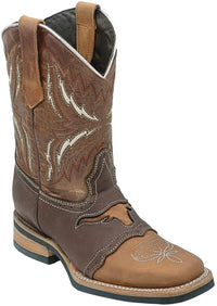 Men´s Silverton Longhorn All Leather Square Toe Boots - Tobacco - OriginalWestern.com