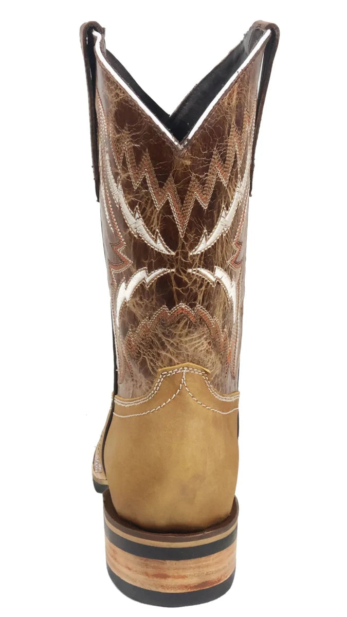 Men´s Silverton Longhorn Genuine Leather Square Toe Boots - Brown - OriginalWestern.com