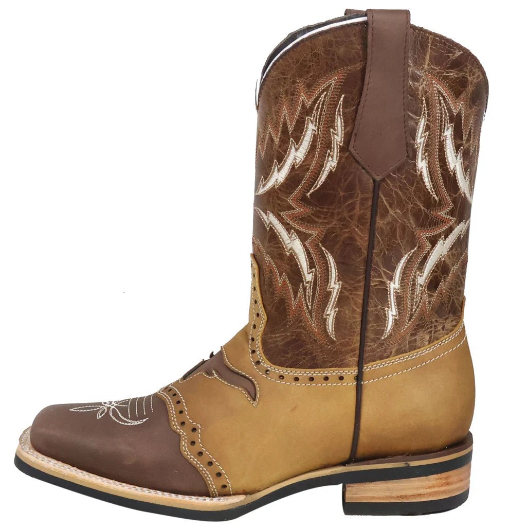 Men´s Silverton Longhorn Genuine Leather Square Toe Boots - Brown - OriginalWestern.com