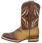 Men´s Silverton Longhorn Genuine Leather Square Toe Boots - Brown - OriginalWestern.com