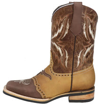 Men´s Silverton Longhorn Genuine Leather Square Toe Boots - Brown - OriginalWestern.com