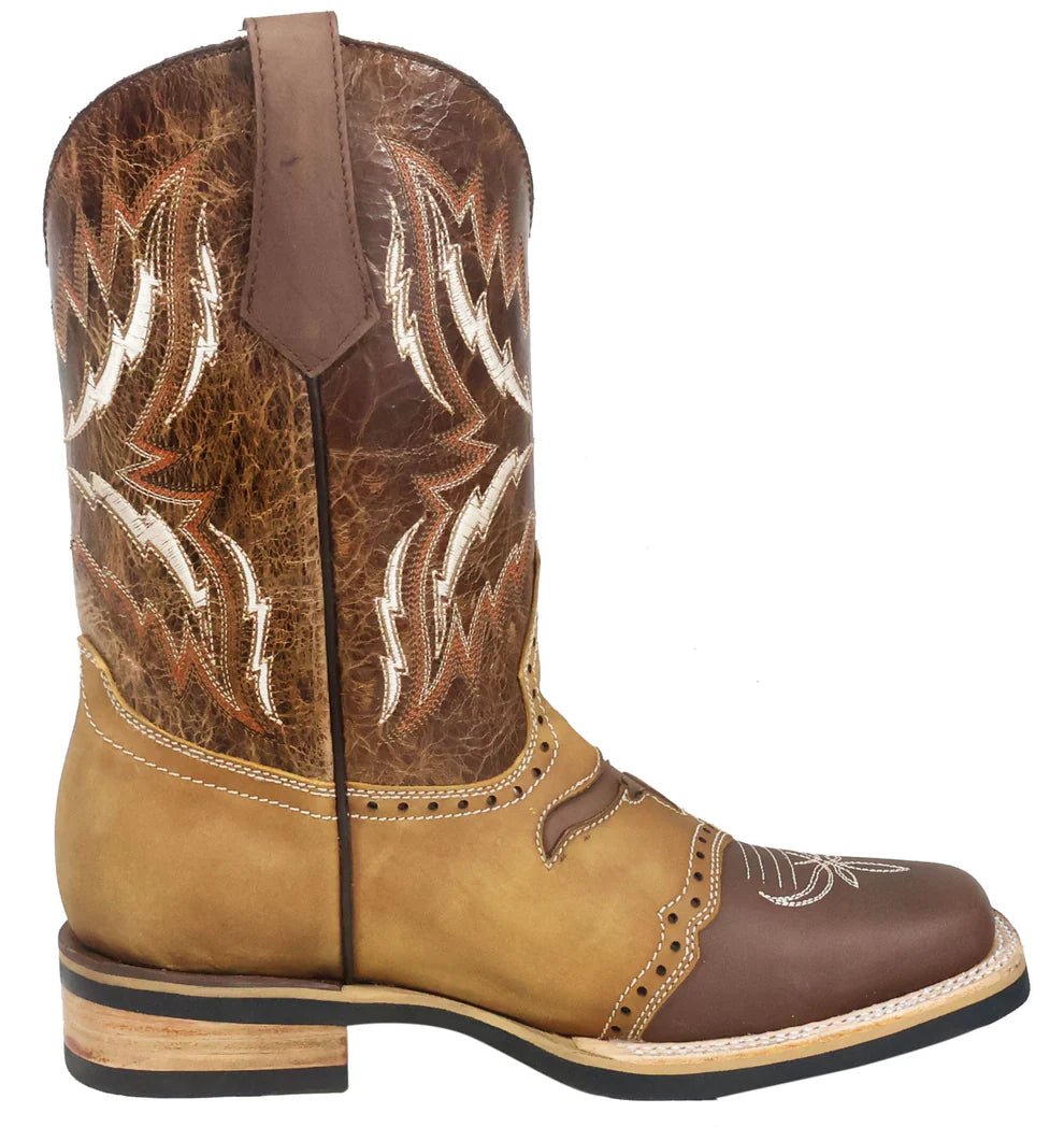 Men´s Silverton Longhorn Genuine Leather Square Toe Boots - Brown - OriginalWestern.com