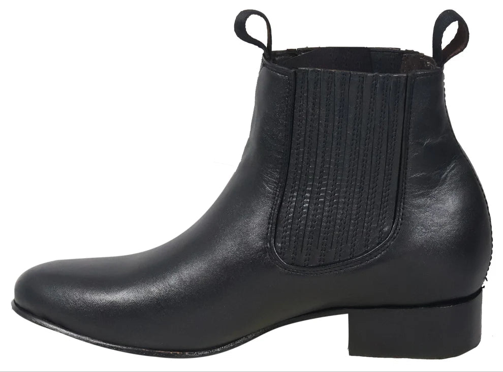 Men´s Silverton Napa All Leather Round Toe Short Boots - Black - OriginalWestern.com