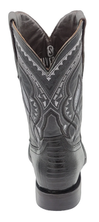 Men´s Silverton Ostrich Leg Print Leather Wide Square Toe Boots - Black - OriginalWestern.com