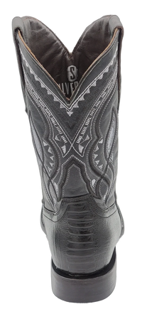 Men´s Silverton Ostrich Leg Print Leather Wide Square Toe Boots - Black - OriginalWestern.com