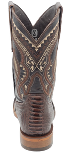 Men´s Silverton Ostrich Leg Print Leather Wide Square Toe Boots - Brown - OriginalWestern.com