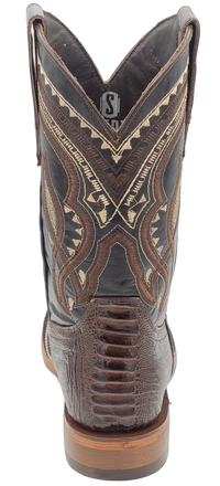 Men´s Silverton Ostrich Leg Print Leather Wide Square Toe Boots - Brown - OriginalWestern.com