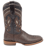 Men´s Silverton Ostrich Leg Print Leather Wide Square Toe Boots - Brown - OriginalWestern.com