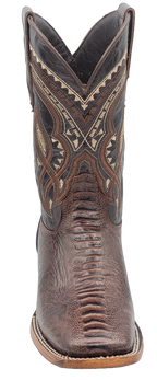 Men´s Silverton Ostrich Leg Print Leather Wide Square Toe Boots - Brown - OriginalWestern.com