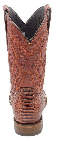 Men´s Silverton Ostrich Leg Print Leather Wide Square Toe Boots - Shedron - OriginalWestern.com