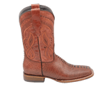 Men´s Silverton Ostrich Leg Print Leather Wide Square Toe Boots - Shedron - OriginalWestern.com