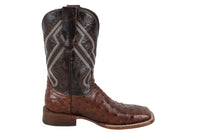 Men´s Silverton Ostrich Print All Leather Wide Square Toe Boots - Brown - OriginalWestern.com