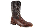 Men´s Silverton Ostrich Print All Leather Wide Square Toe Boots - Brown - OriginalWestern.com