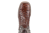 Men´s Silverton Ostrich Print All Leather Wide Square Toe Boots - Brown - OriginalWestern.com