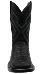Men´s Silverton Ostrich Print Wide Square Toe Cowboy Boots - Black - OriginalWestern.com