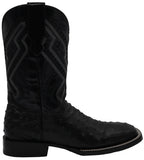 Men´s Silverton Ostrich Print Wide Square Toe Cowboy Boots - Black - OriginalWestern.com