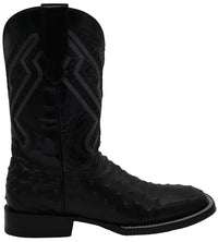 Men´s Silverton Ostrich Print Wide Square Toe Cowboy Boots - Black - OriginalWestern.com