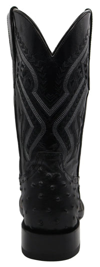 Men´s Silverton Ostrich Print Wide Square Toe Cowboy Boots - Black - OriginalWestern.com