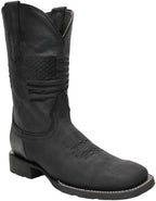 Men´s Silverton Patriot All Leather Wide Square Toe Boots - Black - OriginalWestern.com
