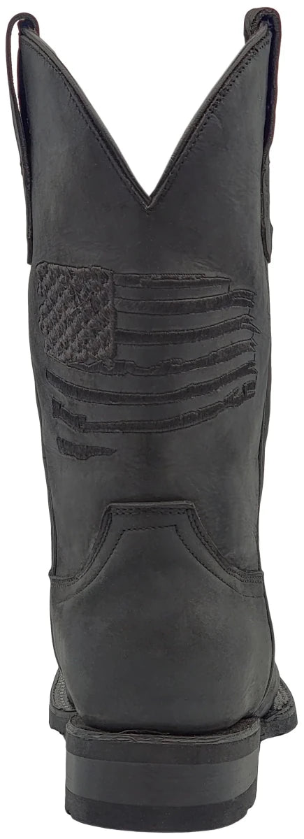 Men´s Silverton Patriot All Leather Wide Square Toe Boots - Black - OriginalWestern.com