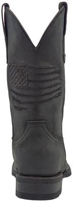 Men´s Silverton Patriot All Leather Wide Square Toe Boots - Black - OriginalWestern.com