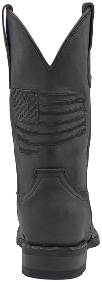 Men´s Silverton Patriot All Leather Wide Square Toe Boots - Black - OriginalWestern.com