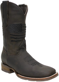 Men´s Silverton Patriot All Leather Wide Square Toe Boots - Chocolate - OriginalWestern.com