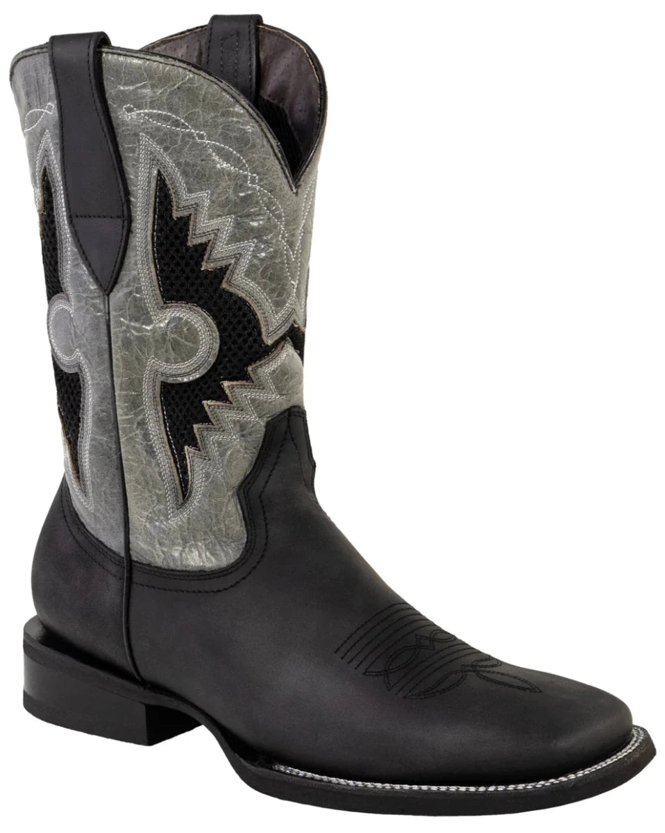 Men´s Silverton Phoenix Genuine Leather Wide Square Toe Boots - Black - OriginalWestern.com