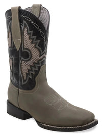 Men´s Silverton Phoenix Genuine Leather Wide Square Toe Boots - Gray - OriginalWestern.com