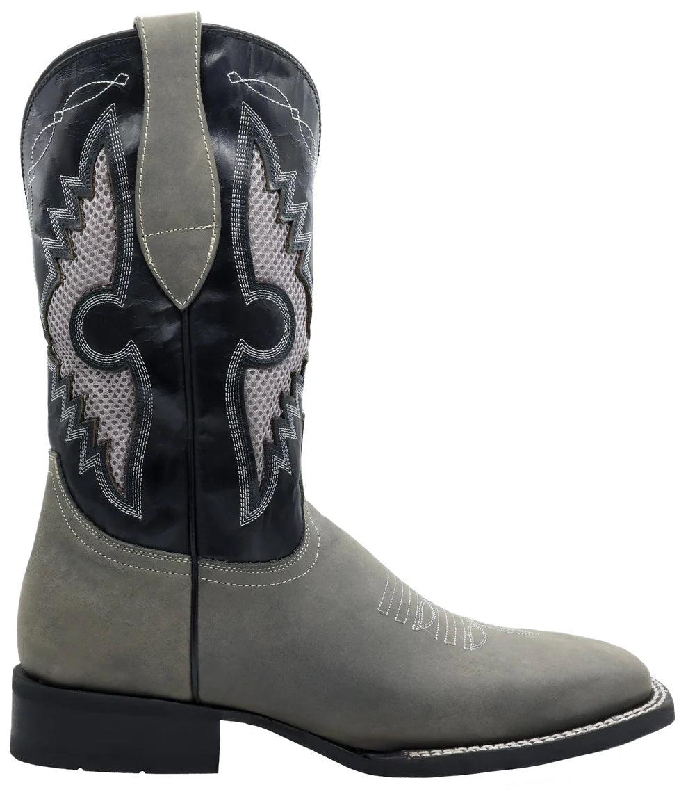 Men´s Silverton Phoenix Genuine Leather Wide Square Toe Boots - Gray - OriginalWestern.com