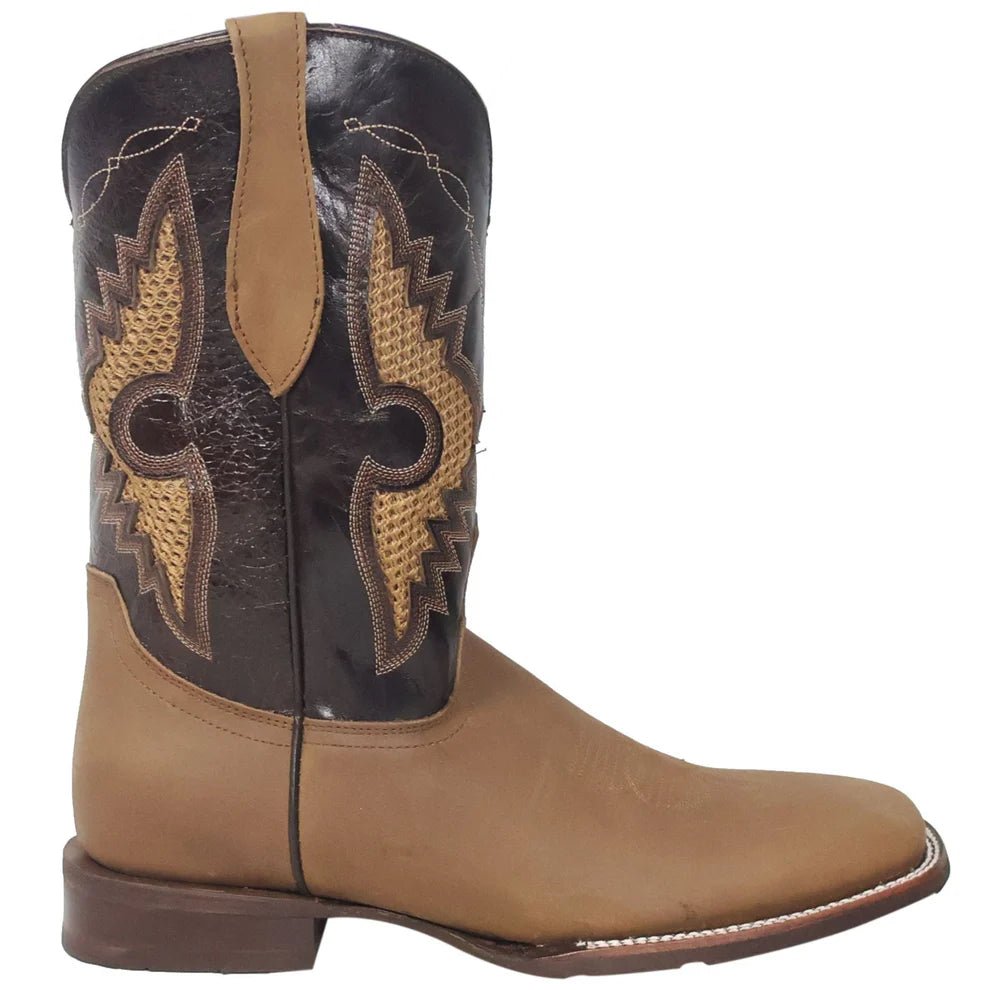 Men´s Silverton Phoenix Genuine Leather Wide Square Toe Boots - Tobacco - OriginalWestern.com
