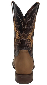 Men´s Silverton Phoenix Genuine Leather Wide Square Toe Boots - Tobacco - OriginalWestern.com