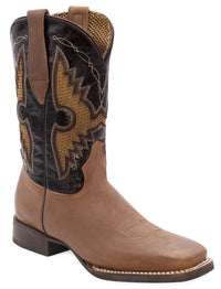 Men´s Silverton Phoenix Genuine Leather Wide Square Toe Boots - Tobacco - OriginalWestern.com