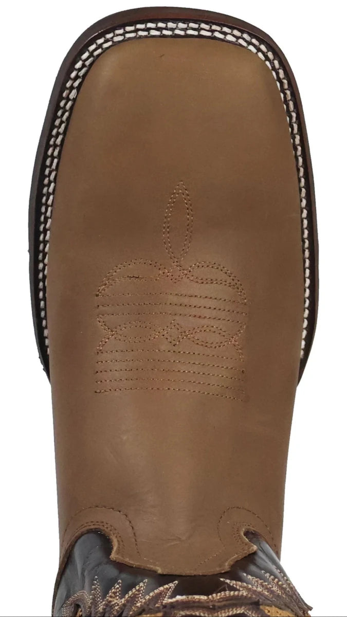 Men´s Silverton Phoenix Genuine Leather Wide Square Toe Boots - Tobacco - OriginalWestern.com