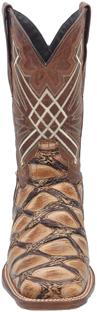 Men´s Silverton Pirarucu LG Print Leather Wide Square Toe Boots - Beige - OriginalWestern.com